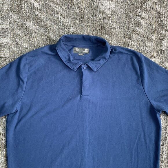 Oakley Hydrolix Polo Shirt Mens XL Blue Solid Performance Stretch Adult - Picture 2 of 8
